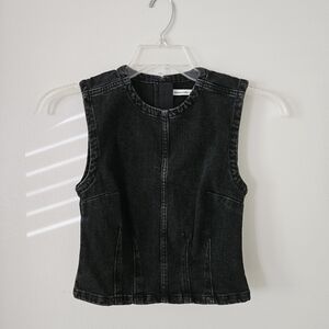 NWT Abercrombie & Fitch Sleeveless Black Denim Top Size XXS